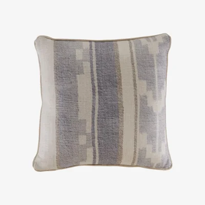 Andrew Martin Indus Cloud, Sustainable Feather, Cushion - Andrew Martin Linen Blend Ikat & Stripe