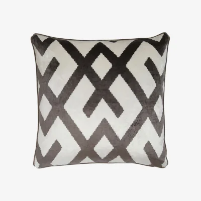 Andrew Martin Fitzroy Grey, Sustainable Feather, Cushion, 55cm x 55cm - Andrew Martin Velvet Geometric