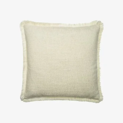 Andrew Martin Wren Chalk, Sustainable Feather, Cushion, 55cm x 55cm - Andrew Martin Sophie Paterson With Trim/Fringe & Linen Blend & Viscose Blend & Wool Blend Plai