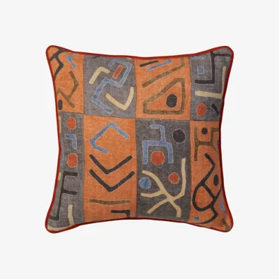 Andrew Martin Ashanti Chocolate, Sustainable Feather, Cushion, 55cm x 55cm - Andrew Martin Linen & Linen Blend & Viscose Blend Geometric