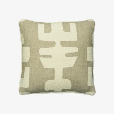 Andrew Martin Peru Ivory, Sustainable Feather, Cushion, 55cm x 55cm - Andrew Martin Bouclé & Cotton Blend & Linen Blend & Wool Blend Geometric & Weave