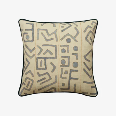 Andrew Martin Trojan Denim Outdoor, Hollowfibre, Cushion, 55cm x 55cm - Andrew Martin Geometric