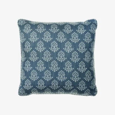 Andrew Martin Sprig Denim, Sustainable Feather, Cushion - Andrew Martin Eco-conscious & Linen Blend & Viscose Blend Floral & Small Prints