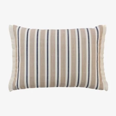 Andrew Martin Coast Sand & Navy, Hollowfibre, Cushion, 55cm x 40cm, Sand/Navy - Andrew Martin Sophie Paterson Stripe