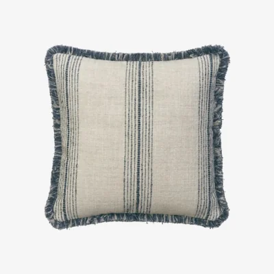 Andrew Martin Atrani Stripe Navy, Sustainable Feather, Cushion, Denim - Andrew Martin Sophie Paterson Linen & Linen Blend & Viscose Blend