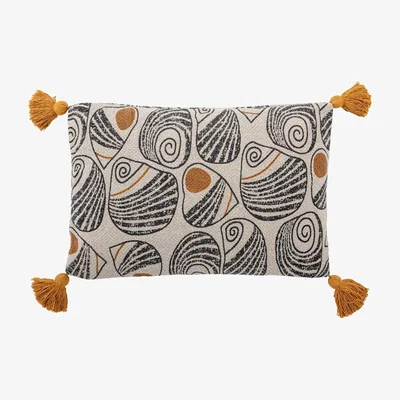 Barker and Stonehouse Ochre Swirl & Tassel Cushion Cotton | Barker & Stonehouse