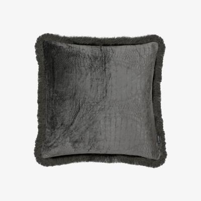 Barker and Stonehouse Taupe Fringed Croc Cushion | Barker & Stonehouse
