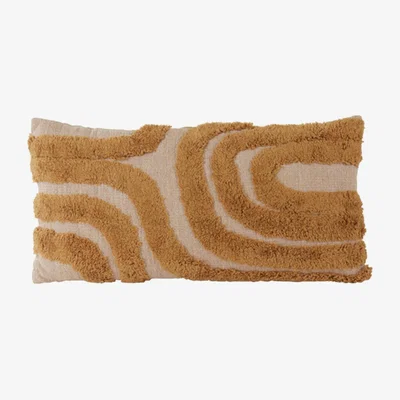 Barker and Stonehouse Curvy Lined Cushion, Square, Neutral Fabric | Barker & Stonehouse