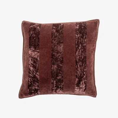 Barker and Stonehouse VELVET STRIPE CUSHION, Square, Brown Cotton Blend | Barker & Stonehouse