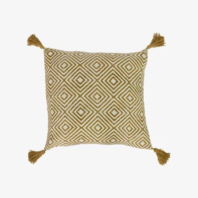 Barker and Stonehouse Ochre Tassel & Diamond Cushion | Barker & Stonehouse