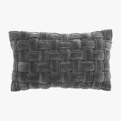 Barker and Stonehouse Velvet Large Woven Cushion, Grey Cotton | Barker & Stonehouse