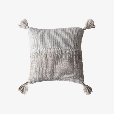 Barker and Stonehouse Knitted Tassel Cushion Cream