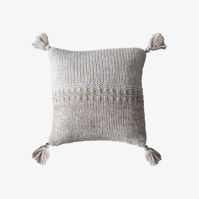 Barker and Stonehouse Cream Knitted Tassel Cushion Cotton | Barker & Stonehouse