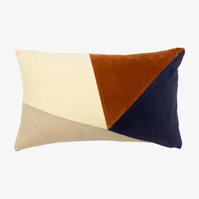 Barker and Stonehouse Navy & Ginger Multi Block Cushion | Barker & Stonehouse