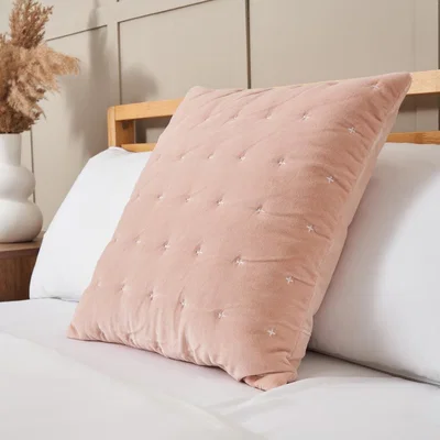 BHS.com Cross Stitch Quilted Cushion, Pink