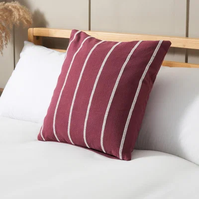 BHS.com Embroidered Stripe Cushion, Merlot