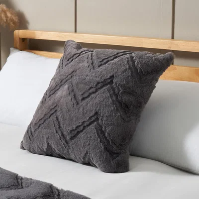 BHS.com Chevron Faux Fur Cushion, Charcoal