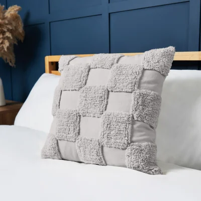 BHS.com 100% Cotton Tufted Checkerboard Cushion, Grey