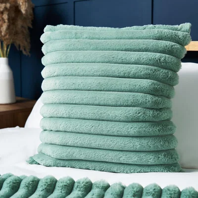 BHS.com Jumbo Cord Cushion with Plain Velvet Backing, Silt Green