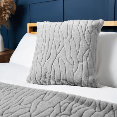 BHS.com Bergen Embossed Faux Fur Cushion, Grey