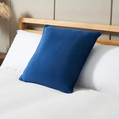 BHS.com Small Velour Piped Cushion, Navy