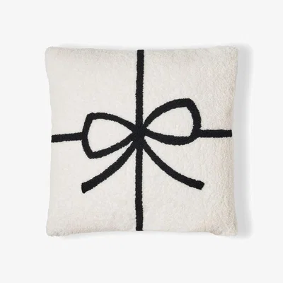 BHS.com Christmas Present Bow Tufted Cushion, White
