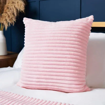 BHS.com Luxury Ribbon Velvet Cushion, Blush