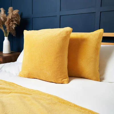 BHS.com Small Microfleece Cushion, Ochre