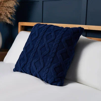 BHS.com Cable Knit Cushion, Navy