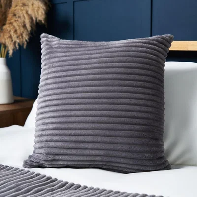BHS.com Luxury Ribbon Velvet Cushion, Grey