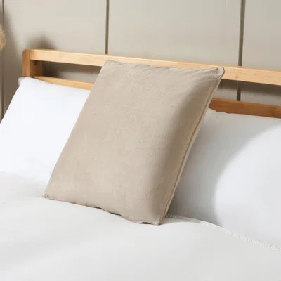 BHS.com Small Velour Piped Cushion, Natural