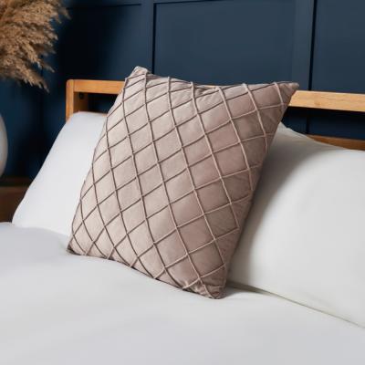 BHS.com Matte Velvet Cushion with Embroidered Design, Natural