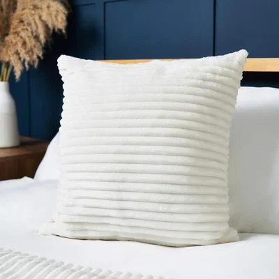 BHS.com Luxury Ribbon Velvet Cushion, Cream