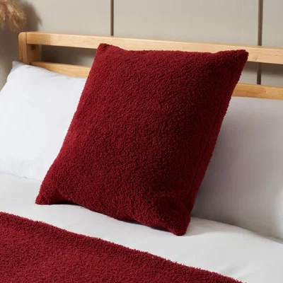 BHS.com Really Soft Teddy Bear Fleece Cushion, Merlot
