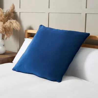 BHS.com Large Velour Piped Cushion, Navy