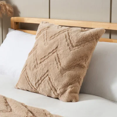 BHS.com Chevron Faux Fur Cushion, Natural