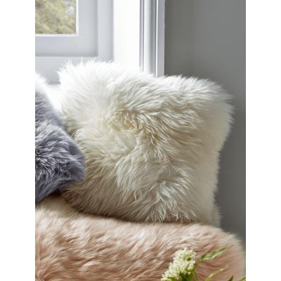 Cox and Cox Sumptuous Sheepskin & Suede Cushion - Ivory