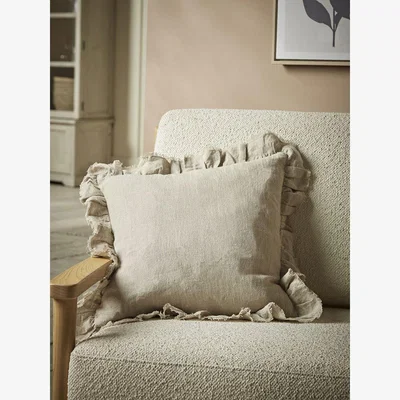 Cox and Cox Ruffle Square Cushion - Natural