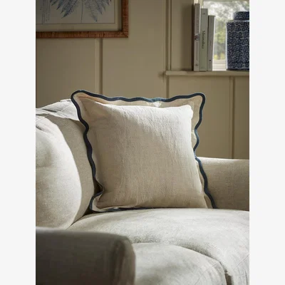 Cox and Cox Scalloped Square Cushion - Steel Blue