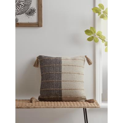 Cox and Cox Striped Tasselled Cushion - Black