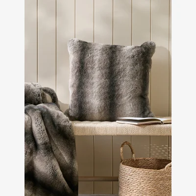 Cox and Cox Supersoft Faux Fur Cushion - Brown Rabbit