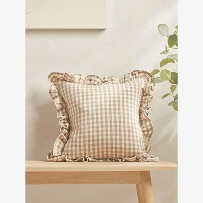Cox and Cox Gingham Ruffle Cushion - Square