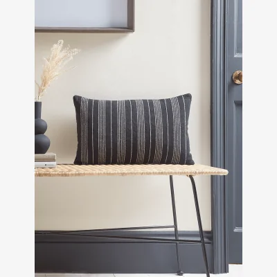 Cox and Cox NEW Black Striped Cotton Cushion