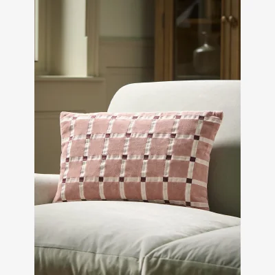 Cox and Cox Lola Velvet Cushion - Vintage Rose