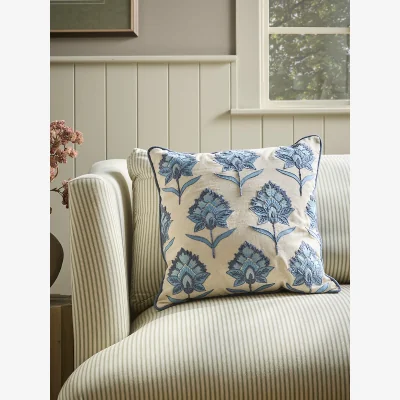 Cox and Cox Embroidered Floral Cushion