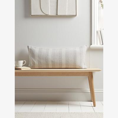 Cox and Cox Stripe Organic Cotton Bolster Cushion - Natural