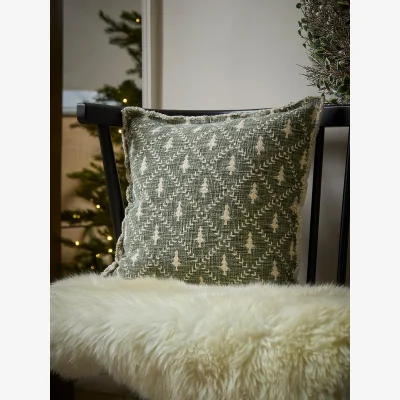Cox and Cox Frayed Edge Christmas Tree Cushion