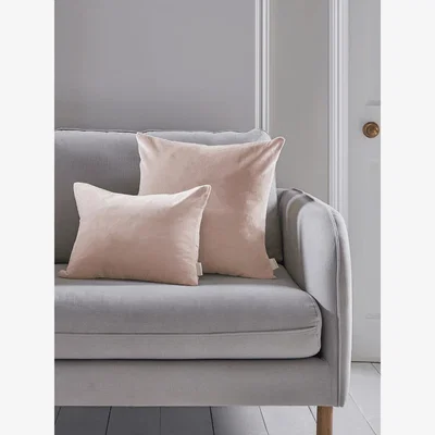 Cox and Cox Velvet & Linen Square Cushion Cover - Blush