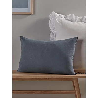 Cox and Cox Washed Linen Rectangular Cushion - Soft Indigo
