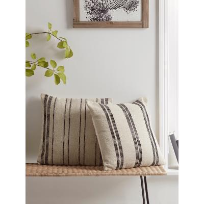 Cox and Cox Two Natural & Black Woven Stripe Cushions